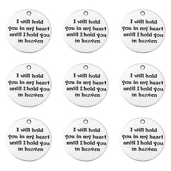 Tibetan Style Alloy Pendants, Quote Pendants, Flat Round with Word, Saying Charms, Lead Free, Antique Silver, 25x1.5mm, Hole: 2mm