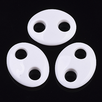 Opaque Acrylic Links connectors, Oval, Creamy White, 38x30x10mm, Hole: 9mm