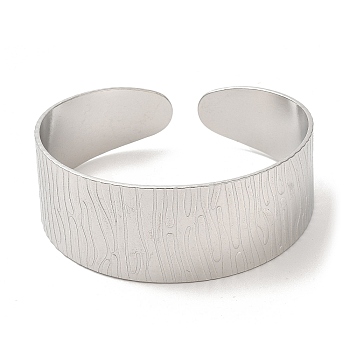 Non-Tarnish 304 Stainless Steel Textured Cuff Bangles for Women, Stainless Steel Color, Inner Diameter: 2-1/8 inch(5.5cm)