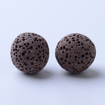 Unwaxed Natural Lava Rock Beads, for Perfume Essential Oil Beads, Aromatherapy Beads, Dyed, Round, No Hole, Brown, 8~9mm