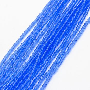 Transparent Glass Beads Strands, Faceted, Rondelle, Royal Blue, 2.5x1.5mm, Hole: 0.5mm, about 197~201pcs/strand, 12.9 inch(33cm)