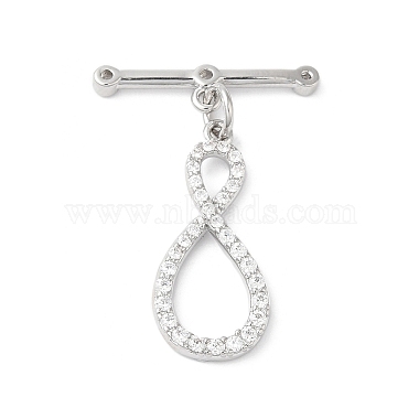 Brass Micro Pave Clear Cubic Zirconia Toggle Clasps(KK-P234-66P)-4