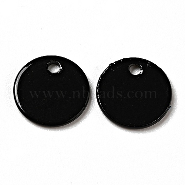 Black Flat Round 201 Stainless Steel Charms