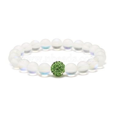 Synthetic Moonstone Round Beads Stretch Bracelet(BJEW-JB07482)-8