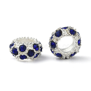 11mm Blue Rondelle Alloy + Glass Rhinestone Beads