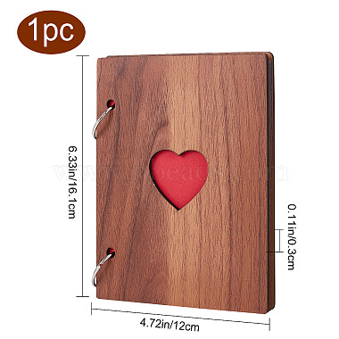 Álbum de fotos de hojas sueltas con cubierta de madera y corazón hueco de 6 pulgadas(DIY-WH0401-37)-2