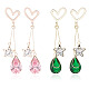 2 Pairs 2 Colors Rhinestone Star & Teardrop Dangle Stud Earrings(EJEW-FI0001-24)-1