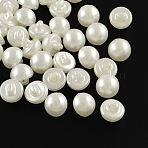 1-Hole Acrylic Shank Buttons, Imitation Pearl Style, Half Round, Beige, 12x11mm, Hole: 1.6mm(BUTT-R034-062)
