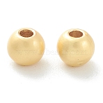 Brass Beads, Long-Lasting Plated, Round, Matte Style, Real 18K Gold Plated, 6mm, Hole: 1.4mm(KK-P198-12B-MG)