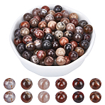 Natural Petrified Wood Round Bead Strands, 8mm, Hole: 1mm, about 47pcs/strand, 15 inch, 2strands/box(G-AR0001-62)