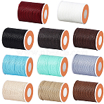 11 Rolls 11 Colors Round Waxed Polyester Cord, Taiwan Waxed Cord, Twisted Cord, Mixed Color, 1mm, about 12.02 yards(11m)/roll, 1 roll/color(YC-PA0001-01)