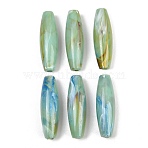 Two Tone Opaque Acrylic Imitation Gemstone Beads, Oval, Medium Aquamarine, 60.5~62x18.5mm, Hole: 5.5~6mm, about 41pcs/500g(OACR-T033-09B)