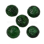 Natural Myanmar Jade Dyed Cabochons, Carved Half Round/Dome, Dark Green, 16.5~17x6.5~7.5mm(G-Z162-08)