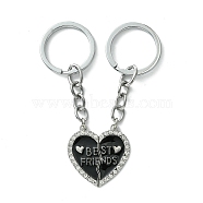 Alloy Enamel Keychain, with Alloy Rings, Black, 8.5cm(KEYC-YW00011-01)