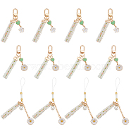 12Pcs 3 Style Alloy Enamel Mobile Straps Pearl Flower Lanyard Wrist, for Women Girl Mobile Accessories, White, 10~14.2cm, 4pcs/style(KEYC-DR0001-12)