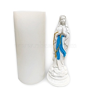 Virgin Mary Religion Theme DIY Silicone Statue Candle Molds, for Portrait Sculpture Scented Candle Making, Old Lace, 6.7x6.7x15.1cm(PW-WG46998-01)