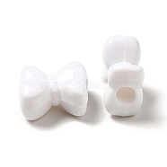 Opaque Acrylic Beads, Bowknot, White, 14x15x8.5mm, Hole: 4mm, about 510pcs/500g(MACR-J123-14)