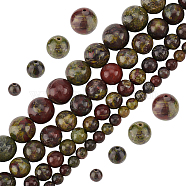 4 Strands 4 Styles Natural Dragon Blood Jasper Bead Strands, Round, 4~10mm, Hole: 1mm, 1 strand/style(G-OC0005-10)