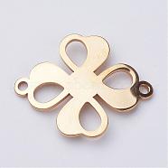 201 Stainless Steel Links connectors, Flower, Golden, 30x23.5x1mm, Hole: 2mm(STAS-S061-04B)