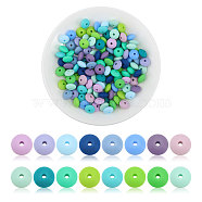 160Pcs 16 Colors Rondelle Food Grade Eco-Friendly Silicone Abacus Beads, Chewing Beads For Teethers, DIY Nursing Necklaces Making, Mixed Color, 11.5~12x6mm, Hole: 2.2~3mm, 10pcs/color(SIL-CA0003-17)