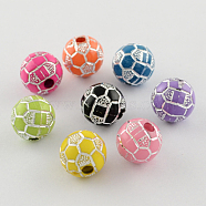 Plating Acrylic Beads, Metal Enlaced, Round, Mixed Color, 10mm, Hole: 2mm, about 900pcs/500g(PACR-S085-M)
