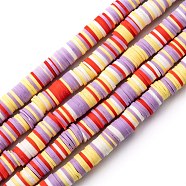 Handmade Polymer Clay Beads Strands, for DIY Jewelry Crafts Supplies, Heishi Beads, Disc/Flat Round, Orange Red, 8x1mm, Hole: 2mm, about 350pcs/strand, 15.75''(40cm)(CLAY-R089-8mm-T022)