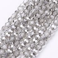 Electroplate Glass Beads Strands, Faceted(32 Facets), Roun, Gainsboro, 4mm, Hole: 1mm, about 98pcs/strand, 13.7 inch(X-EGLA-J042-4mm-15)