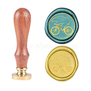 Wax Seal Stamp Set, Sealing Wax Stamp Solid Brass Head,  Wood Handle Retro Brass Stamp Kit Removable, for Envelopes Invitations, Gift Card, Vehicle Pattern, 83x22mm, Head: 7.5mm, Stamps: 25x14.5mm(AJEW-WH0131-471)