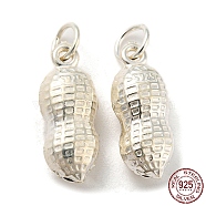 925 Sterling Silver Pendants, Peanut Charms, Silver, 17.5x7.5x6mm, Hole: 4mm(STER-B002-12S)