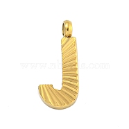 Ion Plating(IP) 304 Stainless Steel Charms, Handmade Engrave Figure, Full Polished, Golden, Letter J, 13.5x6x2mm, Hole: 1.8mm(STAS-G345-01G-J)