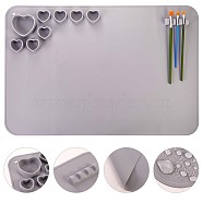 23x15.7 Inch Creative Washable Silicone Craft Mat, Heart Grid Pigment Pallete Pad with Pen Holder, for Painting, Art, Clay & DIY Projects, Rectangle, Gray, 60x40cm(JX372C)