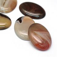 Oval Dyed Natural Striped Agate/Banded Agate Cabochons, Sandy Brown, 40x30x6~8mm(G-R349-30x40-15)