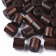 Natural Wood Beads, Waxed Wooden Beads, Dyed, Column, Saddle Brown, 12x12mm, Hole: 2.5mm(X-WOOD-S665-02D-01)