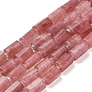 Natural Strawberry Quartz Beads Strands, with Seed Beads, Faceted Column, 9~11x6~7.5x6~7.5mm, Hole: 1.2mm, about 30pcs/strand, 15.16~15.55 inch(38.5~39.5cm)(G-G068-A15-01)