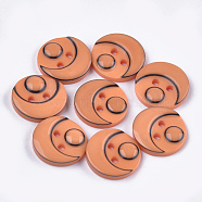 Resin Buttons, 2-Hole, Flat Round, Orange, 15x3mm, Hole: 2mm, about 1000pcs/bag(BUTT-Q041-06A-03)