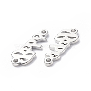 Eco-Friendly Rack Plating Brass Connector Charms, Long-Lasting Plated, Lead Free & Cadmium Free, Word, Platinum, 6x15x1.5mm, Hole: 1.2mm(KK-F845-07P)
