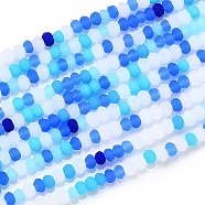 Faceted Glass Beads Strands, Frosted, Rondelle, Dodger Blue, 2.5~3.2x1.8~2.6mm, Hole: 0.8mm, about 185~186pcs/Strand, 15.55~15.75 inch(39.5~40cm)(X-GLAA-F106-B-F07)
