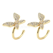 Brass Micro Pave Cubic Zirconia Cuff Earrings for Women, Butterfly, Real 18K Gold Plated, 14x11x1.5mm(EJEW-D086-08G)