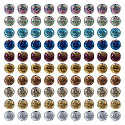 100Pcs 10 Colors Electroplated Natural Lava Rock Beads Strands, Round, Mixed Color, 6mm, Hole: 1.2mm, 10pcs/colo(G-PJ0001-03C)