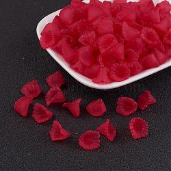 Transparent Acrylic Beads, Frosted, Flower, Dyed, FireBrick, 12x12x1.8mm, Hole: 1.5mm, about 1900pcs/500g(PL622-C14)