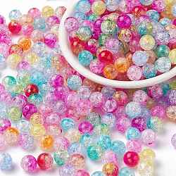 Transparent Crackle Acrylic Beads, Round, Mixed Color, 8x7.5mm, Hole: 1.8mm(X-CACR-N002-8MM-M)