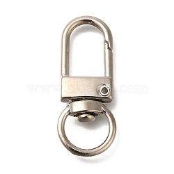 Alloy Swivel Clasps, Platinum, 33x12x5.5mm, Hole: 9x6.5mm(FIND-H006-03P)