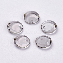 Transparent Acrylic Charms, Faceted, Flat Round, Light Grey, 17x5mm, Hole: 1mm(X-MACR-G050-17mm-19X)