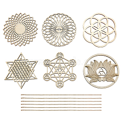 Wood Board Pendant Decorations, with Jute Rope Hanging Ornaments, Cornsilk, 9.9~10.5x9~10.4x0.3cm(WOOD-FG0001-50B)