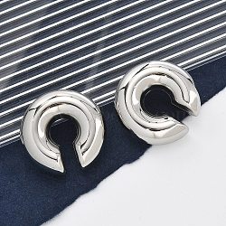 304 Stainless Steel C-Shaped Cuff Earrings for Women, Ion Plating(IP), Stainless Steel Color, 30x10mm(EJEW-M068-30P)