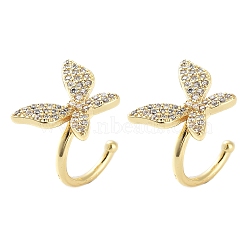 Brass Micro Pave Cubic Zirconia Cuff Earrings for Women, Butterfly, Real 18K Gold Plated, 14x11x1.5mm(EJEW-D086-08G)