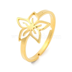 Animal 201 Stainless Steel Adjustable Rings for Women, Golden, Flower, 12.5mm, Inner Diameter: 18mm(RJEW-D082-05A)