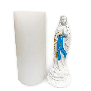 Virgin Mary Religion Theme DIY Silicone Statue Candle Molds, for Portrait Sculpture Scented Candle Making, Old Lace, 6.7x6.7x15.1cm