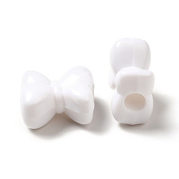 Opaque Acrylic Beads, Bowknot, White, 14x15x8.5mm, Hole: 4mm, about 510pcs/500g
