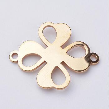 201 Stainless Steel Links connectors, Flower, Golden, 30x23.5x1mm, Hole: 2mm